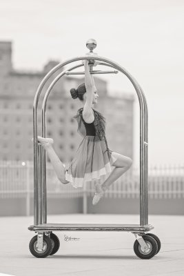 Using the luggage cart with a dancer