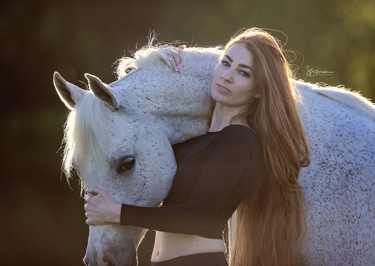 woman with horse portrait