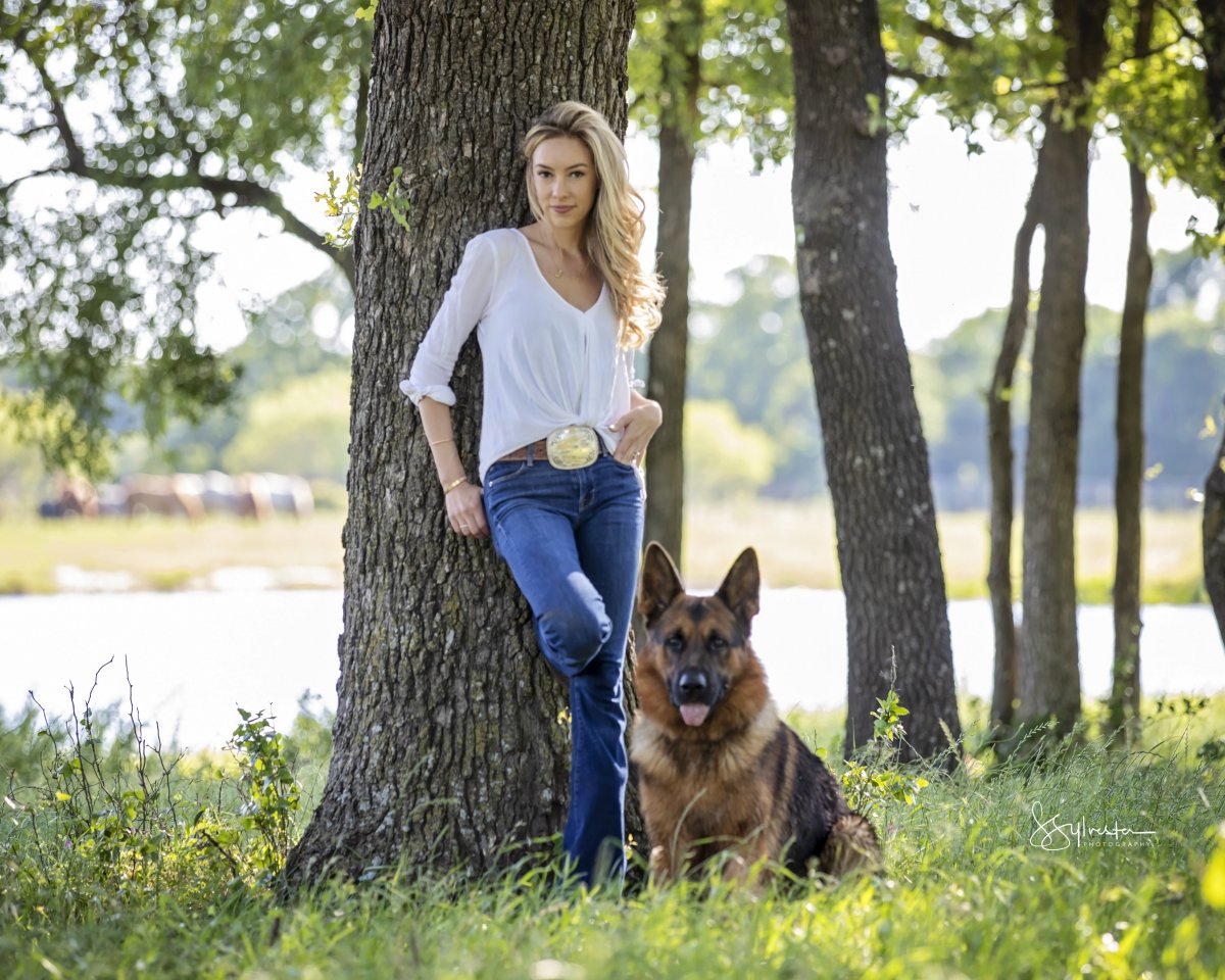 portrait of woman with dog